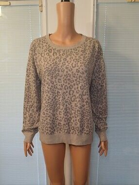 Splendid Grey Leopard-Print Pullover